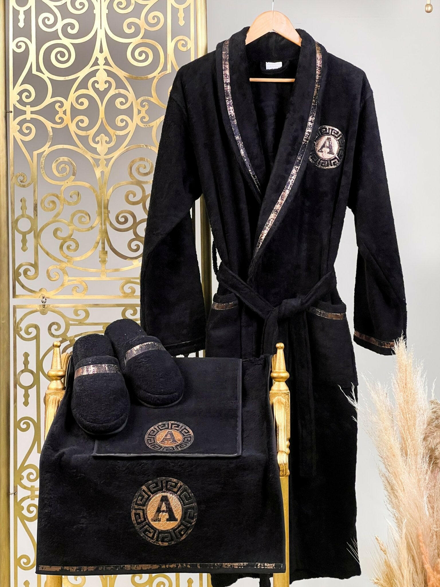Custom Initial Robe For Him - Men’s Personalized Monogram Bathrobe Set