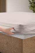 Creative Home Bed Sheets Fitted Sheet Set including 1 Fitted Sheet 2 Pillowcases 3 pcs Set - Champagne color bed sheets on a bed in a bedroom with a lamp and plant, BS-FC-FSS-Chmpgn-Q,BS-FC-FSS-Chmpgn-K