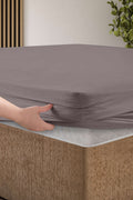 Creative Home Bed Sheets Fitted Sheet Set including 1 Fitted Sheet 2 Pillowcases 3 pcs Set - Lilac Purple bed sheets on a bed in a bedroom with a lamp and plant, BS-FC-FSS-Lilac-Q,BS-FC-FSS-Lilac-K