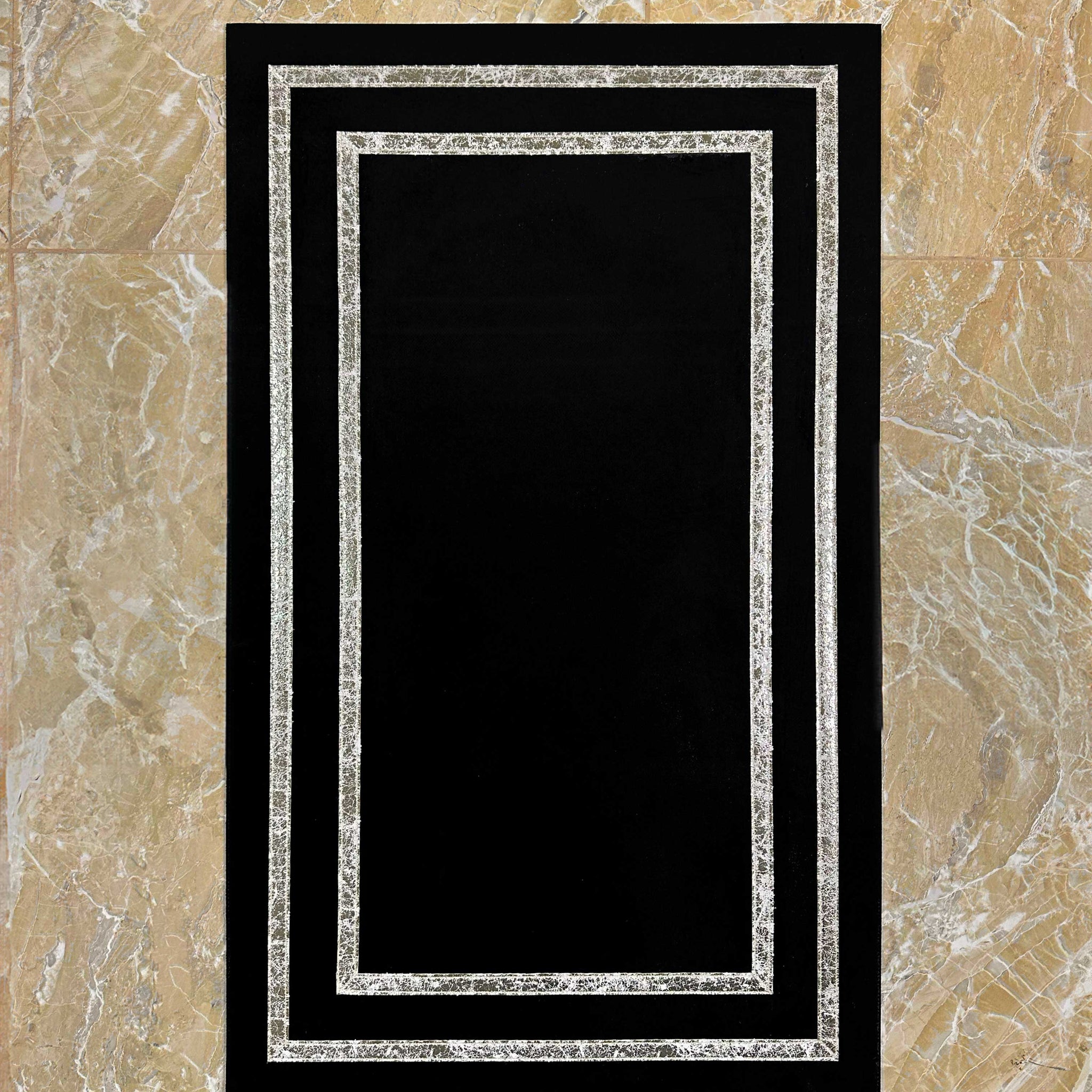 Berna Rectangular Black & Gold Modern Leather Striped Minimal Rug - by Creative Home Rugs, RUG-BRNA-BlaGo-4060,RUG-BRNA-BlaGo-60100,RUG-BRNA-BlaGo-70120,RUG-BRNA-BlaGo-85137,RUG-BRNA-BlaGo-121182