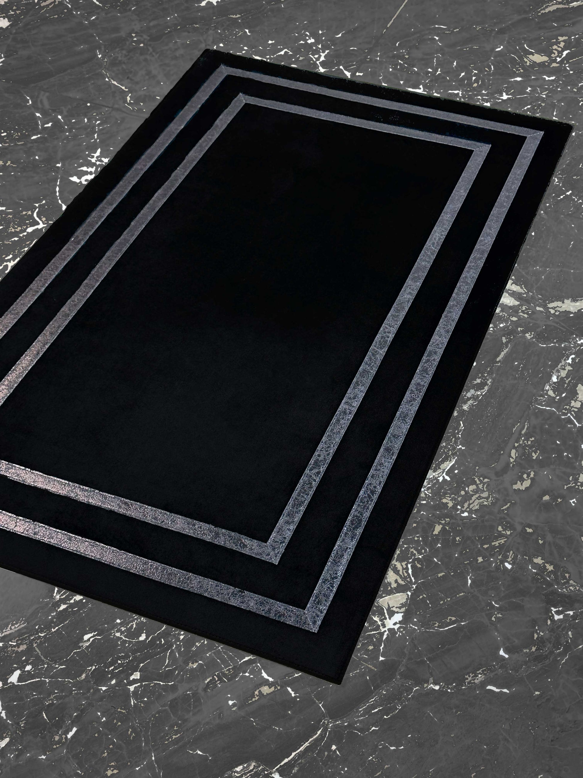 Berna Rectangular Full Black & Metallic Modern Leather Striped Minimal Rug - by Creative Home Rugs,RUG-BRNA-BlaMtbla-4060,RUG-BRNA-BlaMtbla-60100,RUG-BRNA-BlaMtbla-70120,RUG-BRNA-BlaMtbla-85137,RUG-BRNA-BlaMtbla-121182