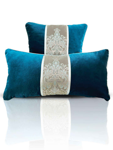 Helin Cushion Cover - Creative Home Designs Pillowcases, Turkish Throw Pillows & Shams, Petrol Blue Jacquard Pattern Sham,CC-CH-HLN-PBlu-1S1R,CC-CH-HLN-PBlu-2S,CC-CH-HLN-PBlu-2R,CC-CH-HLN-PBlu-2S1R