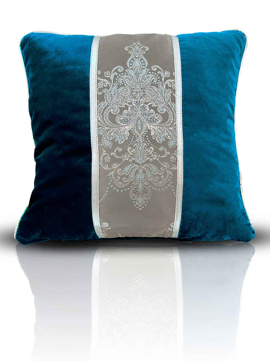 Helin Cushion Cover - Creative Home Designs Pillowcases, Turkish Throw Pillows & Shams, Petrol Blue Jacquard Pattern Sham,CC-CH-HLN-PBlu-1S1R,CC-CH-HLN-PBlu-2S,CC-CH-HLN-PBlu-2R,CC-CH-HLN-PBlu-2S1R