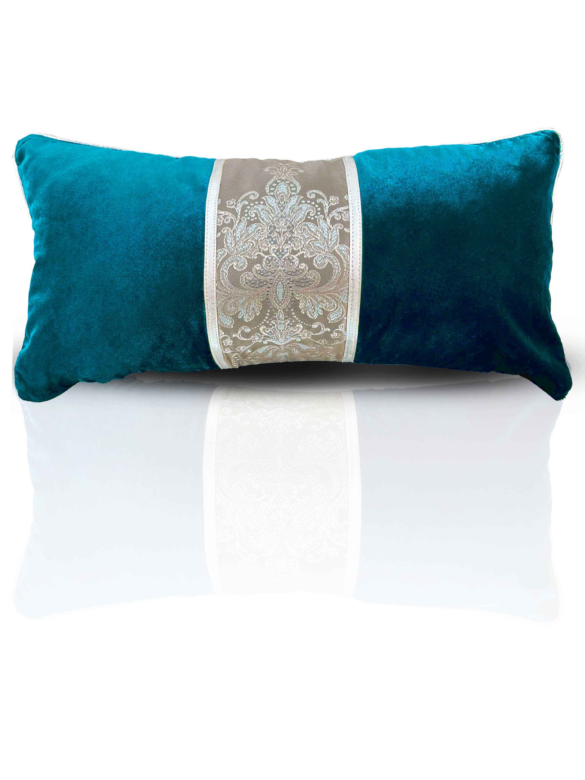 Helin Cushion Cover - Creative Home Designs Pillowcases, Turkish Throw Pillows & Shams, Petrol Blue Jacquard Pattern Sham,CC-CH-HLN-PBlu-1S1R,CC-CH-HLN-PBlu-2S,CC-CH-HLN-PBlu-2R,CC-CH-HLN-PBlu-2S1R