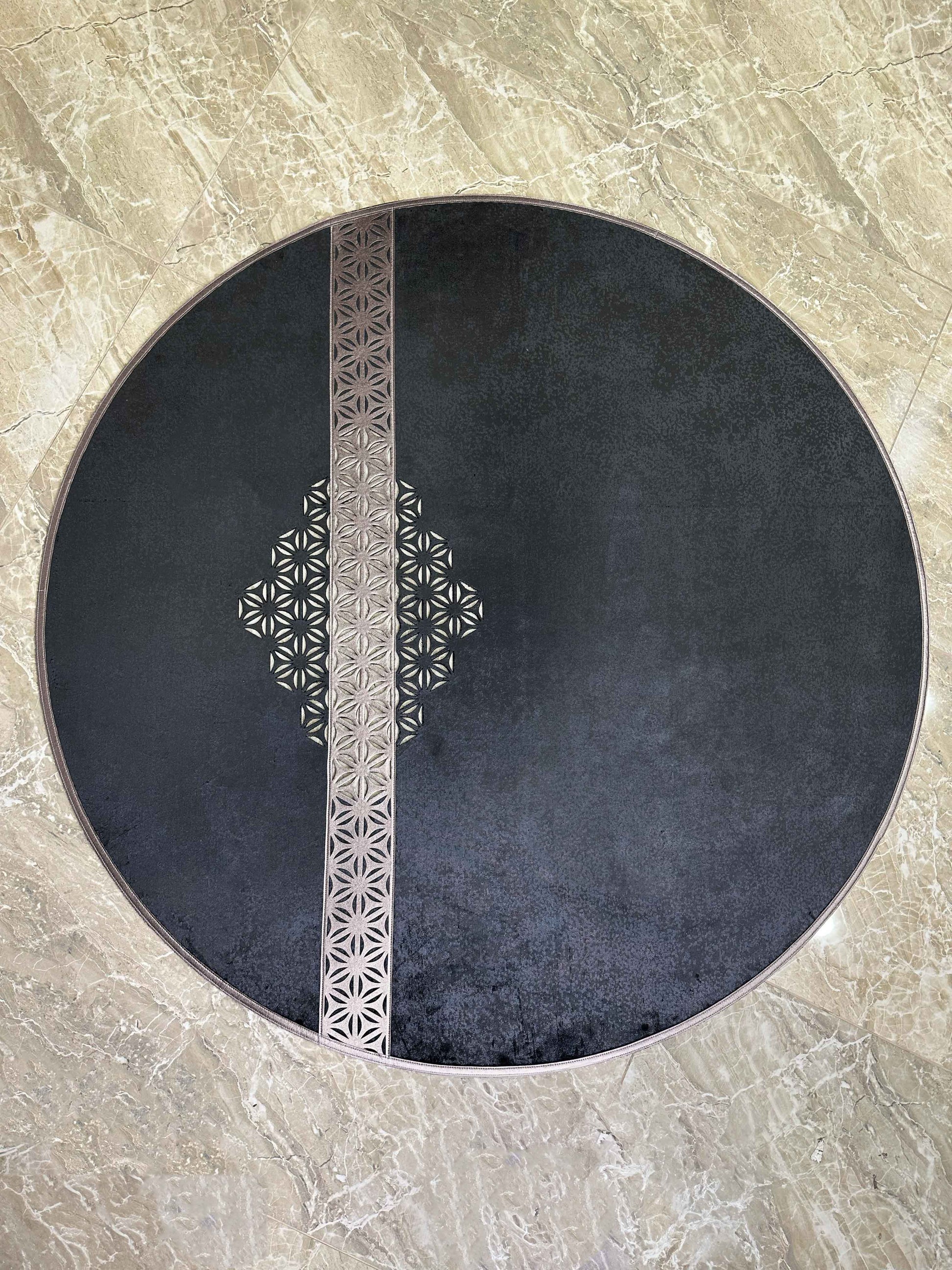 Yildiz Round Luxury Cut Through Modern Anthracite Grey & Gun Metal Rug by Creative Home, Turkish Leather Circular Mat, Washable Turkish Circle Carpet,RUGR-CH-YLDZ-ANTHGMe-140,RUGR-CH-YLDZ-ANTHGMe-180,RUGR-CH-YLDZ-ANTHGMe-220