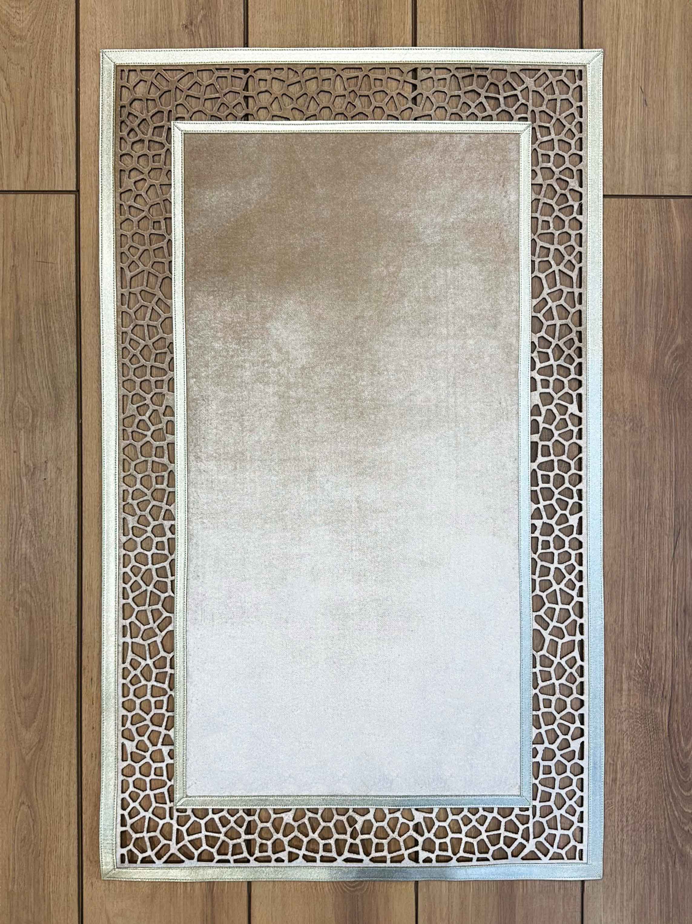 Zola Esin Rug Esin Rectangular Grey Rug, Abstract Mosaic Border Mat, Washable Carpet