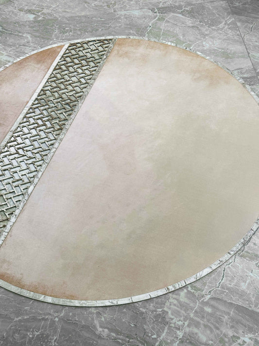 Tilbe Round Luxury Cut Through Modern Gold Rug by Creative Home, Turkish Leather Circular Mat, Washable Turkish Circle Carpet,RUGR-CH-TLBE-Go-140,RUGR-CH-TLBE-Go-180,RUGR-CH-TLBE-Go-220