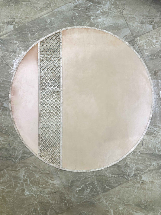 Tilbe Round Luxury Cut Through Modern Gold Rug by Creative Home, Turkish Leather Circular Mat, Washable Turkish Circle Carpet,RUGR-CH-TLBE-Go-140,RUGR-CH-TLBE-Go-180,RUGR-CH-TLBE-Go-220