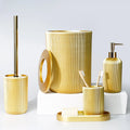 Nida Gold Color Bathroom Accessory Set, Luxury Striped Bath Decor, Chich Resin Bath Set by Creative Home,BAS-SLM-NIDA-Go