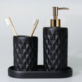 Zulal Bathroom Set by Creative Home, Black & Gold Color Bathroom Accessory Set, Luxury Tufted Diamond Bath Decor, Chich Resin Bath Set by Creative Home,BAS-SLM-ZLL-Bla