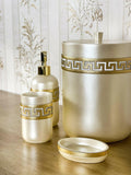 Anka Bathroom Set - Creative Home, Resin Bathroom Accessory Sets, Versace Style Greek Key Patterned Cream & Gold Bathroom Decor,BS-CH-ANKACG-BAO
