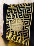 Anka Cushion Cover - Creative Home Designs Pillowcases, Luxury Turkish Throw Pillows & Shams, Black & Gold Color Greek Key Versace Pattern Sham,CC-CH-ANKA-BlaGo-1S1R,CC-CH-ANKA-BlaGo-2S,CC-CH-ANKA-BlaGo-2R,CC-CH-ANKA-BlaGo-2S1R