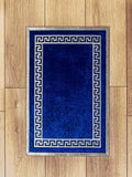 Anka Exclusive Blue & Silver Rug - Creative Home Designs Rugs, Versace Style Turkish Carpet, Greek Key Mat