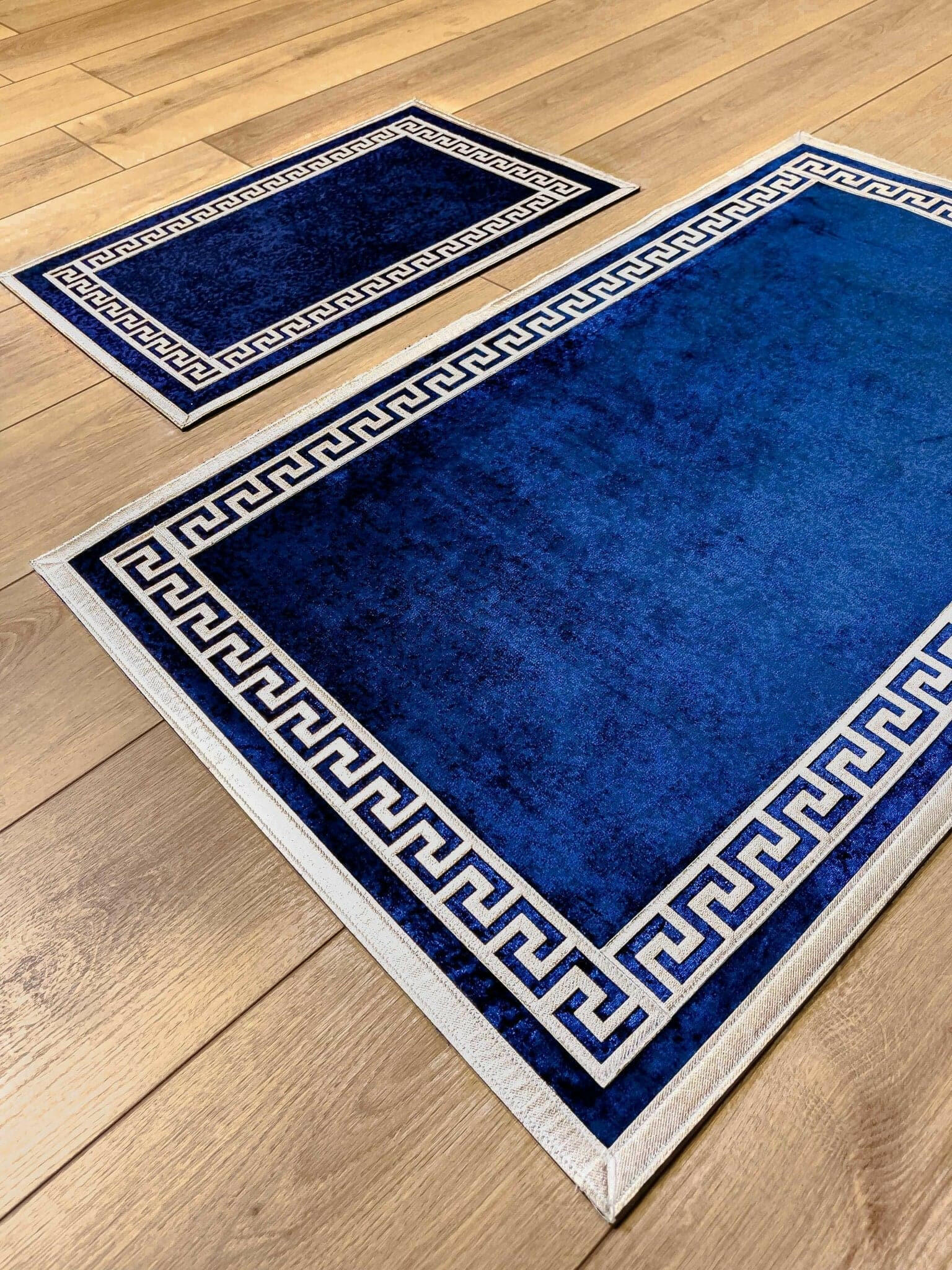 Anka Rectangle Area Rug Greek Key Style Patterned Mat, Washable Carpet