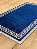 Anka Exclusive Blue & Silver Rug - Creative Home Designs Rugs, Versace Style Turkish Carpet, Greek Key Mat,RUG-ANKAE-BS-4060,RUG-ANKAE-BS-60100,RUG-ANKAE-BS-70120,RUG-ANKAE-BS-85137,RUG-ANKAE-BS-121182