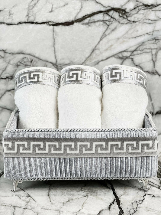 Anka Grey & Silver Towel Box Set - Creative HomeTowels