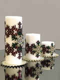 Christmas Snowflake White Candle Set of 3, Chic Decorative Colorful Candles Creative Home Designs