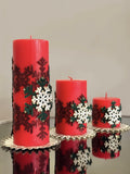 Christmas Snowflake Red Candle Set of 3, Chic Decorative Colorful Candles Creative Home Designs