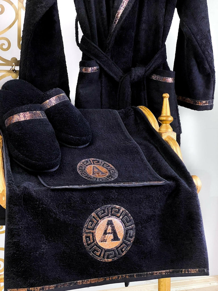 Custom Initial Robe For Him - Men's Personalized Monogram Bathrobe Set