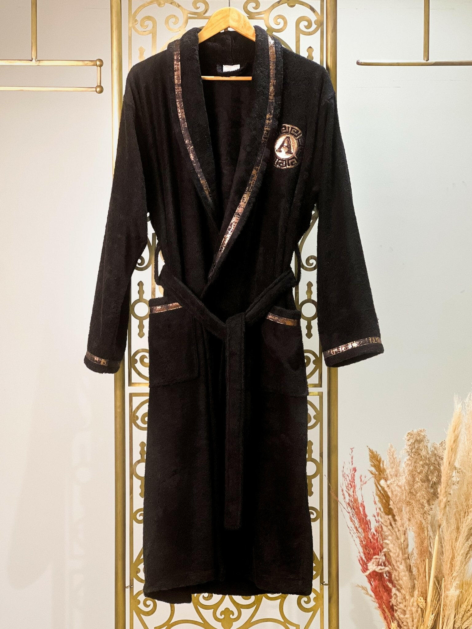 Custom Initial Robe For Him - Men's Personalized Monogram Bathrobe Set