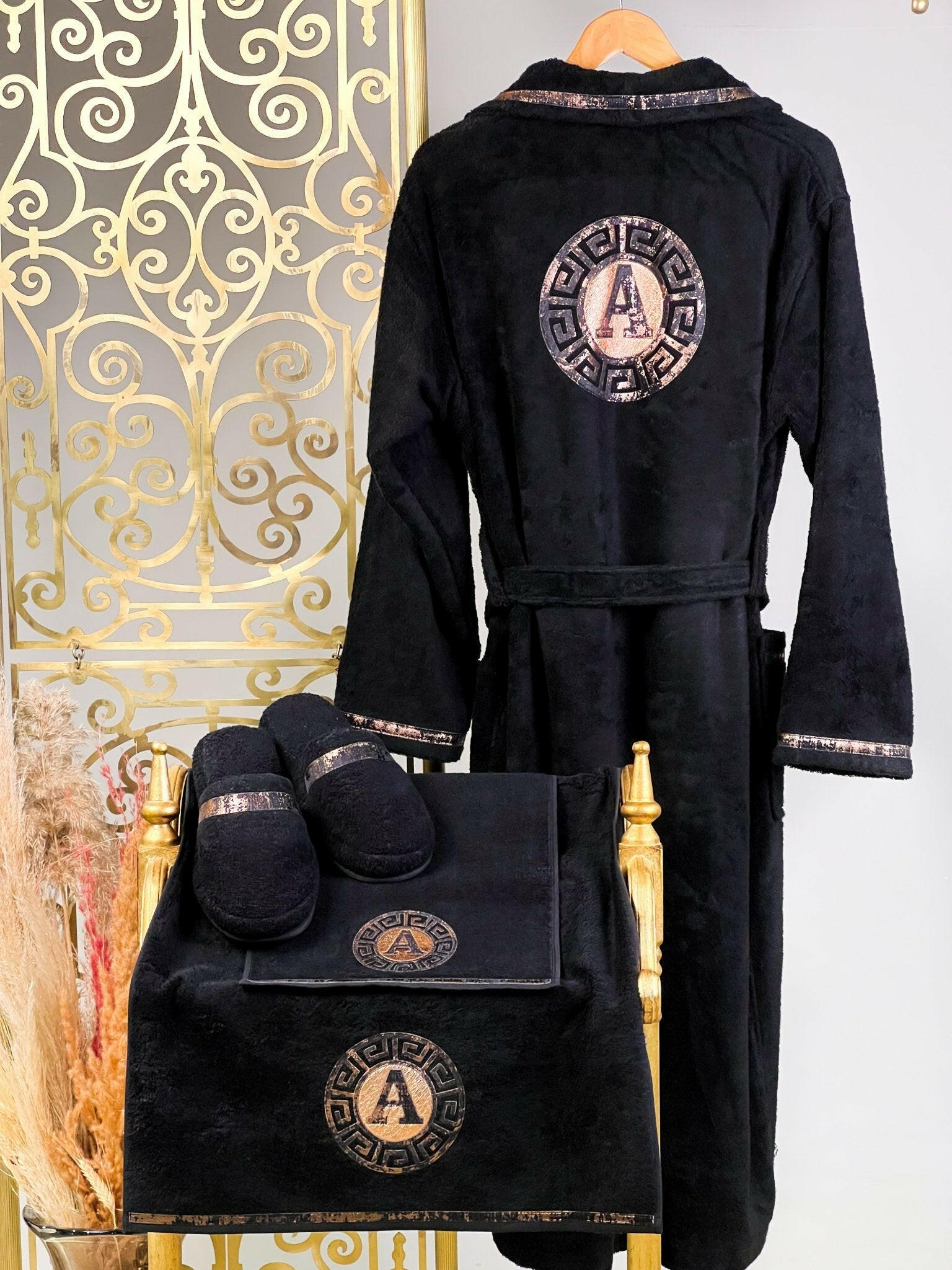 Custom Initial Robe For Him Men's Personalized Monogram Bathrobe Set