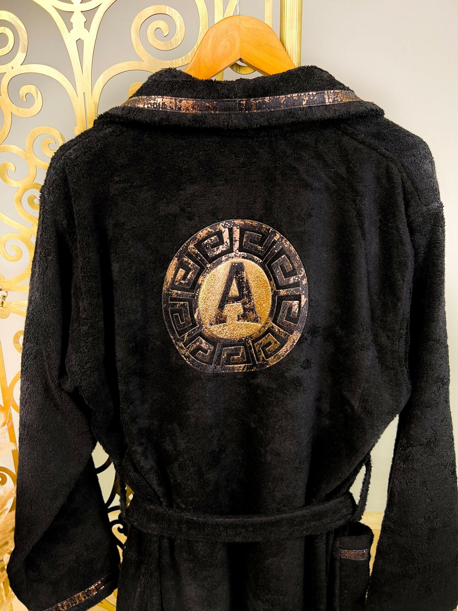 Custom Initial Robe For Him - Men's Personalized Monogram Bathrobe Set