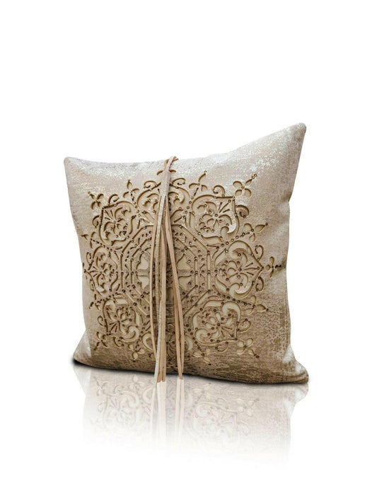 Damask Cushion Cover - Creative Home Designs Pillowcases, Turkish Throw Pillows & Shams, Gold Color Cut Out Sham With Diamonds,CC-CH-DMSK-E-1S1R,CC-CH-DMSK-E-2S,CC-CH-DMSK-E-2R,CC-CH-DMSK-E-2S1R