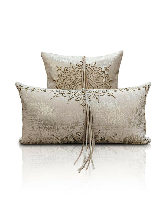 Damask Cushion Cover - Creative Home Designs Pillowcases, Turkish Throw Pillows & Shams, Gold Color Cut Out Sham With Diamonds