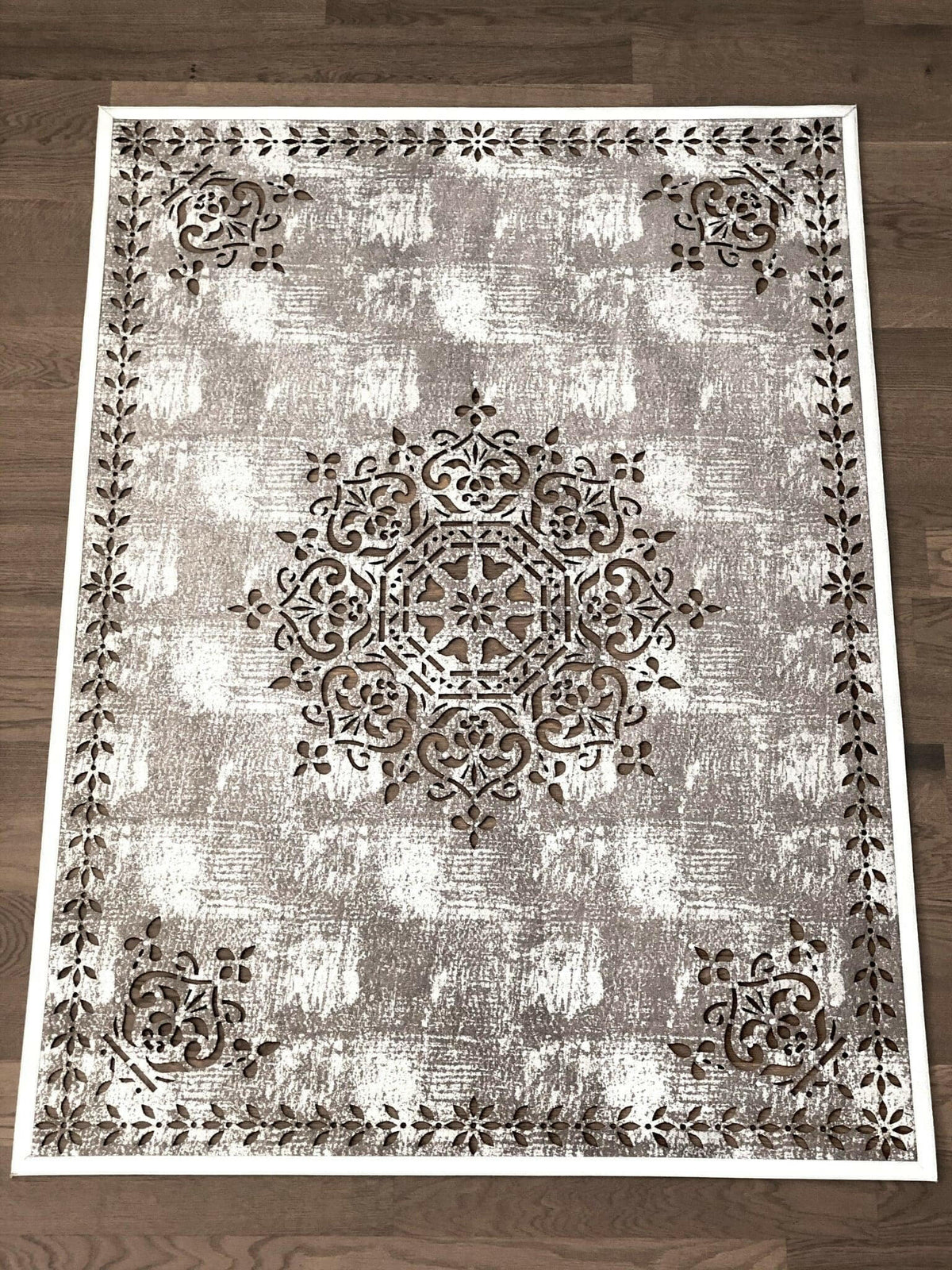 Demask Rugs Damask Style Rectangle Rug, Washable Chic Mat, Modern Elegant Carpet