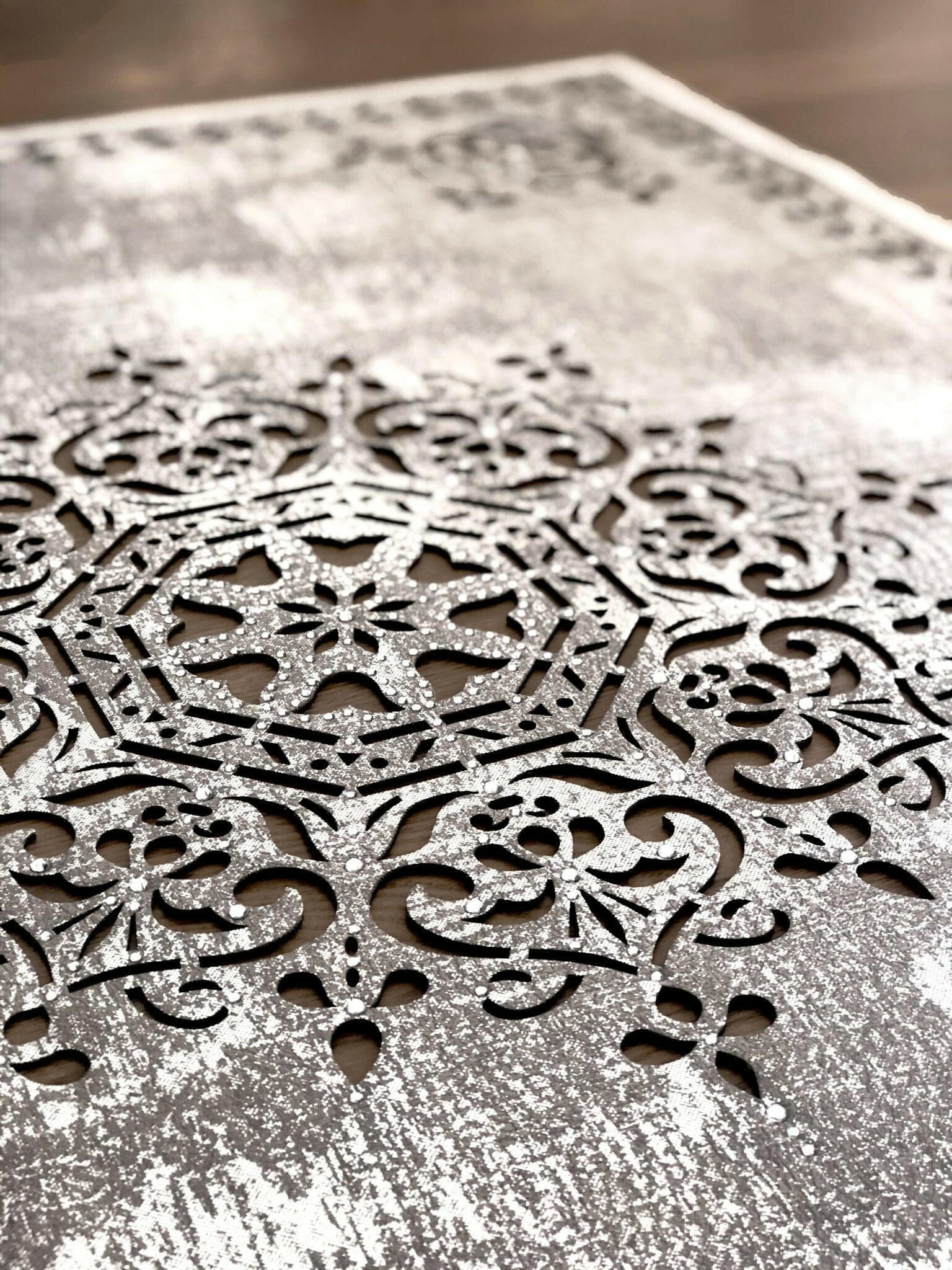 Demask Rugs Damask Style Rectangle Rug, Washable Chic Mat, Modern Elegant Carpet