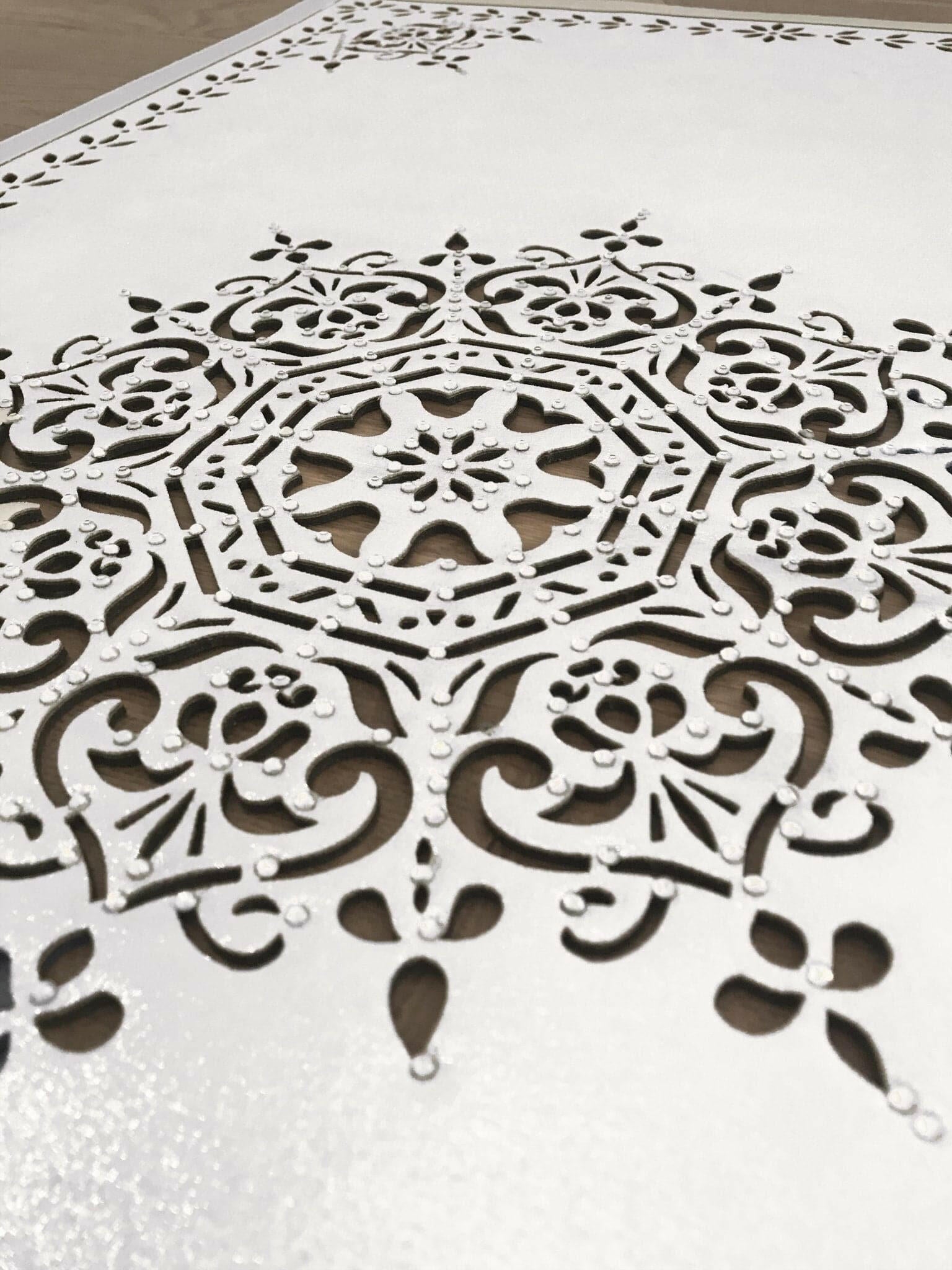 Damask Style Rectangle Rug, Washable Chic Mat, Modern Elegant Carpet
