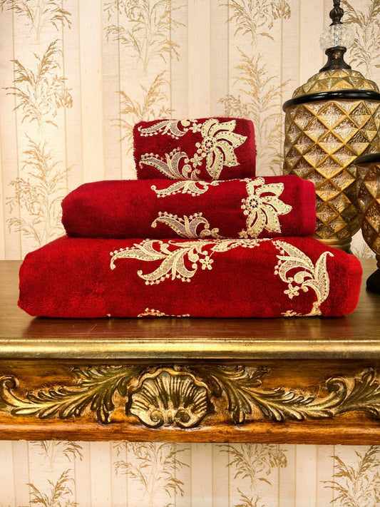 Deva Burgundy Towel Set - Creative HomeTowels