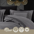 Esma Grey - Embroidered Luxury Duvet Cover Set - Creative HomeDuvet Covers