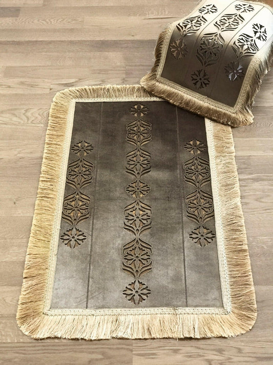 Hazal Gold Color Cutout Rectangular Rug with Tassels - Creative Home Designs Rugs, Turkish Carpet with Diamonds, Non Slip Mat