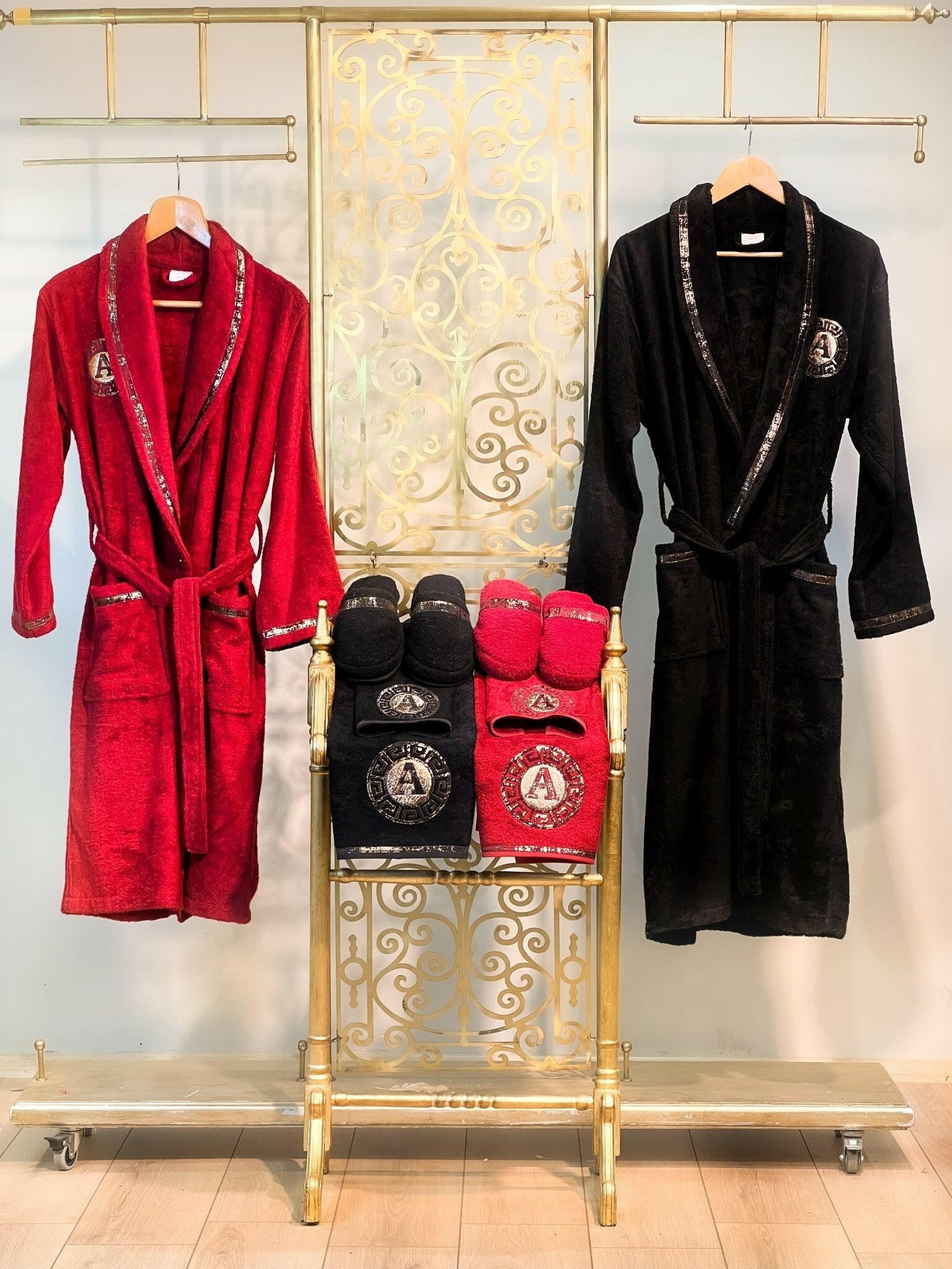 Luxury Custom Monogram Robe Set Him & Her, Couple's Matching Bathrobe