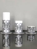 Kelebek Silver Grey Candle Set of 3, Leather Butterfly Pattern, Decorative Creative Home Designs Candles,CS-CH-KLBK-Si