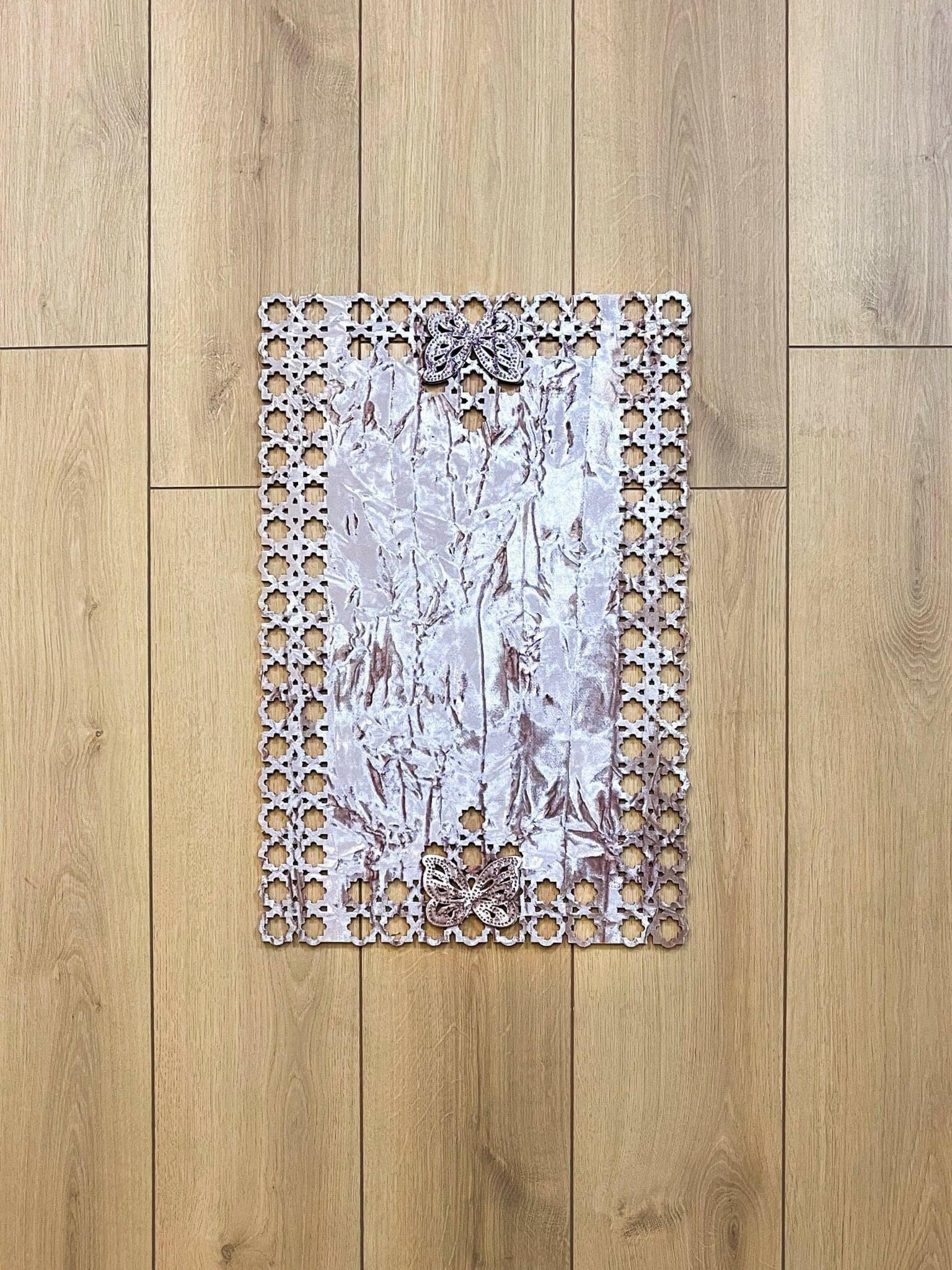 Kelebek Rose Pink Rug 40 x 60 cm - Creative Home Designs, Butterfly Turkish Carpet, Non Slip Washable Velvet Mat