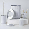 Nida Silver Grey Color Bathroom Accessory Set, Luxury Striped Bath Decor, Chich Resin Bath Set by Creative Home