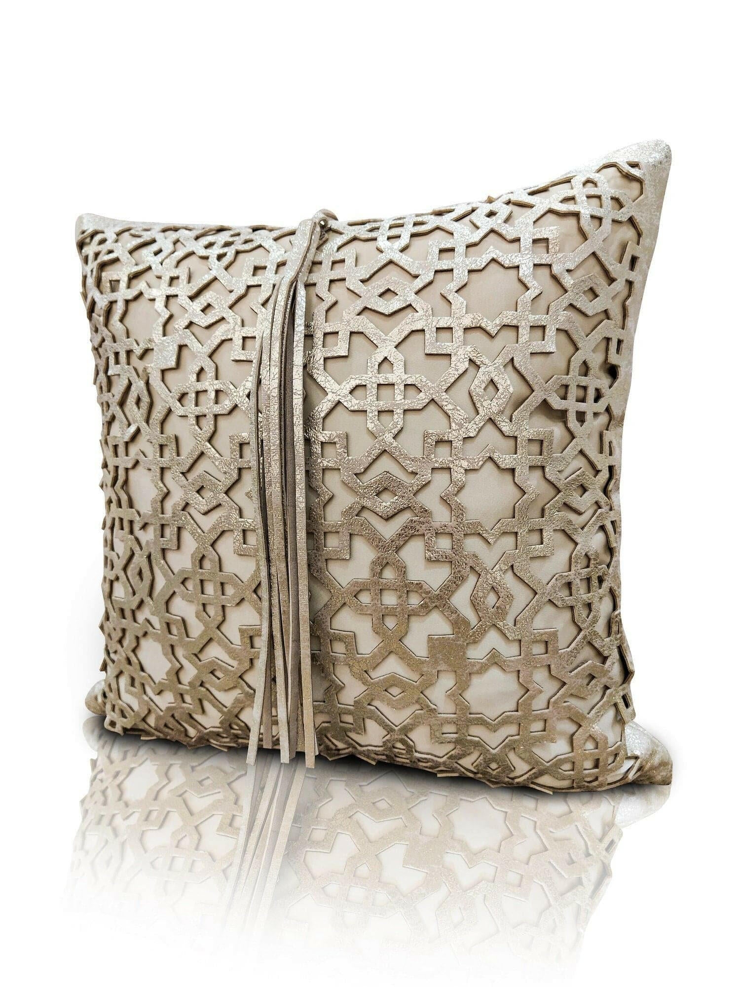 Ottoman Cushion Cover - Creative Home Designs Pillowcases, Turkish Throw Pillows & Shams, Gold Color Cut Out Geometric Pattern Sham,CC-CH-OTMN-Go-1S1R,CC-CH-OTMN-Go-2S,CC-CH-OTMN-Go-2R,CC-CH-OTMN-Go-2S1R