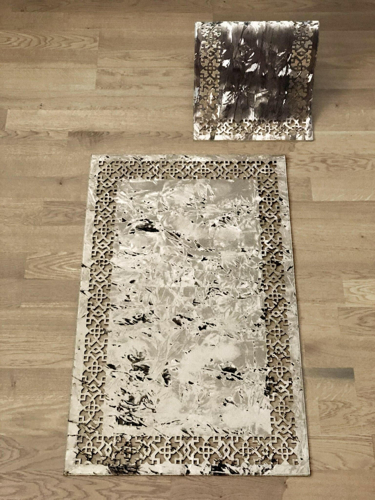 Pattern Ottoman With Patterned Rug Ottoman LE Rectangular Rug, Geometric Pattern Velvet Mat, Fine Carpet