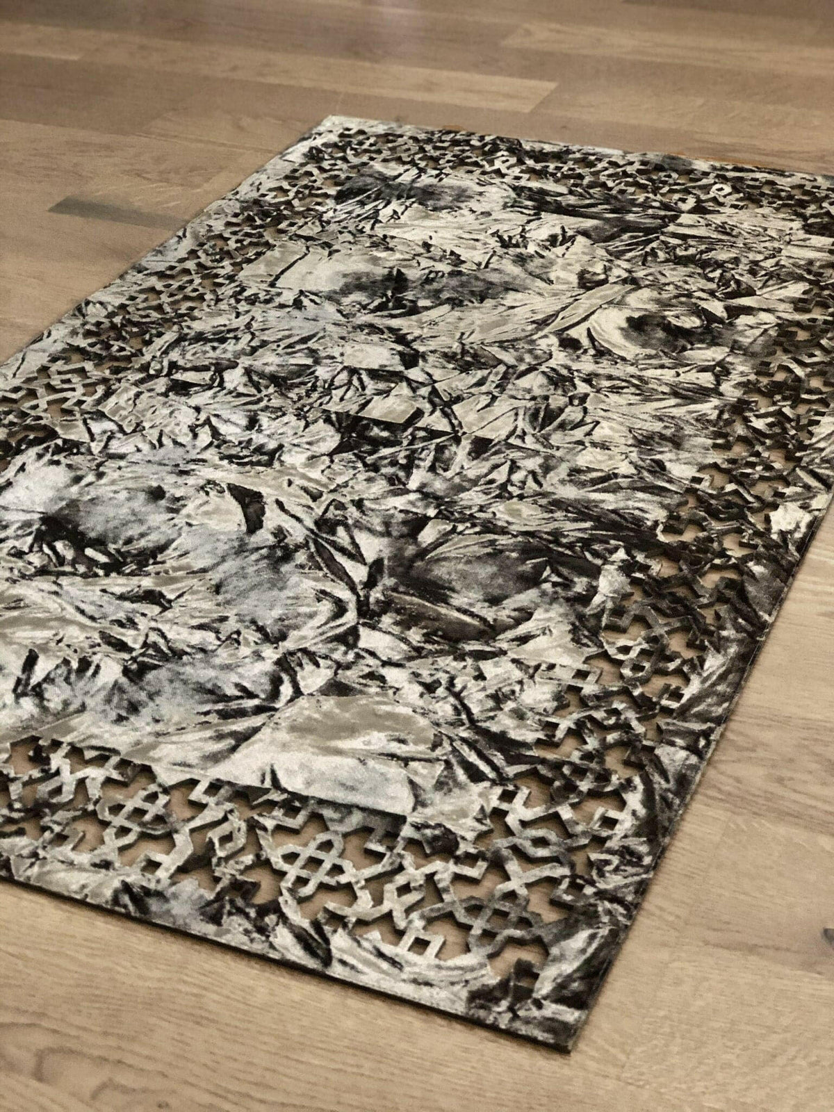 Pattern Ottoman With Patterned Rug Ottoman LE Rectangular Rug, Geometric Pattern Velvet Mat, Fine Carpet