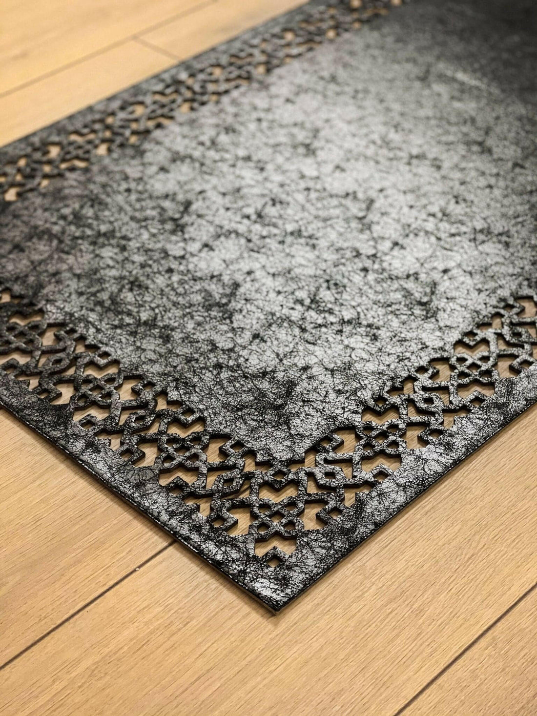Ottoman Rectangular Rug, Geometric Pattern Leather Mat, Modern Carpet