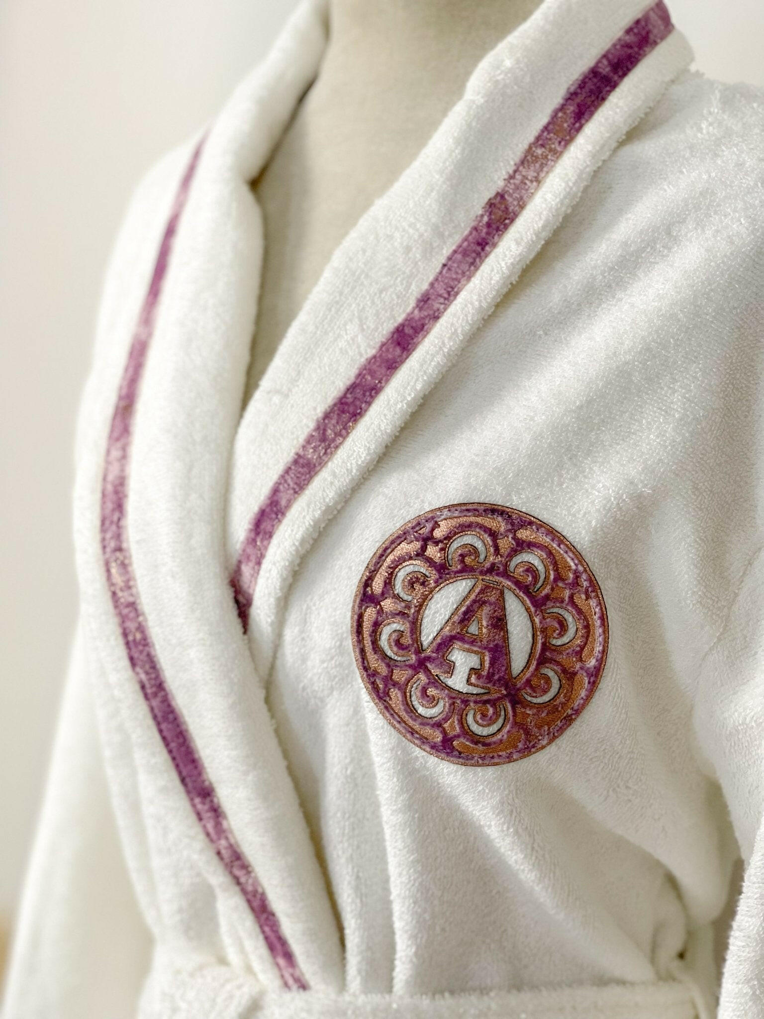 Personalized Lyra Bathrobe Monogrammed Initials with Slippers & Towels