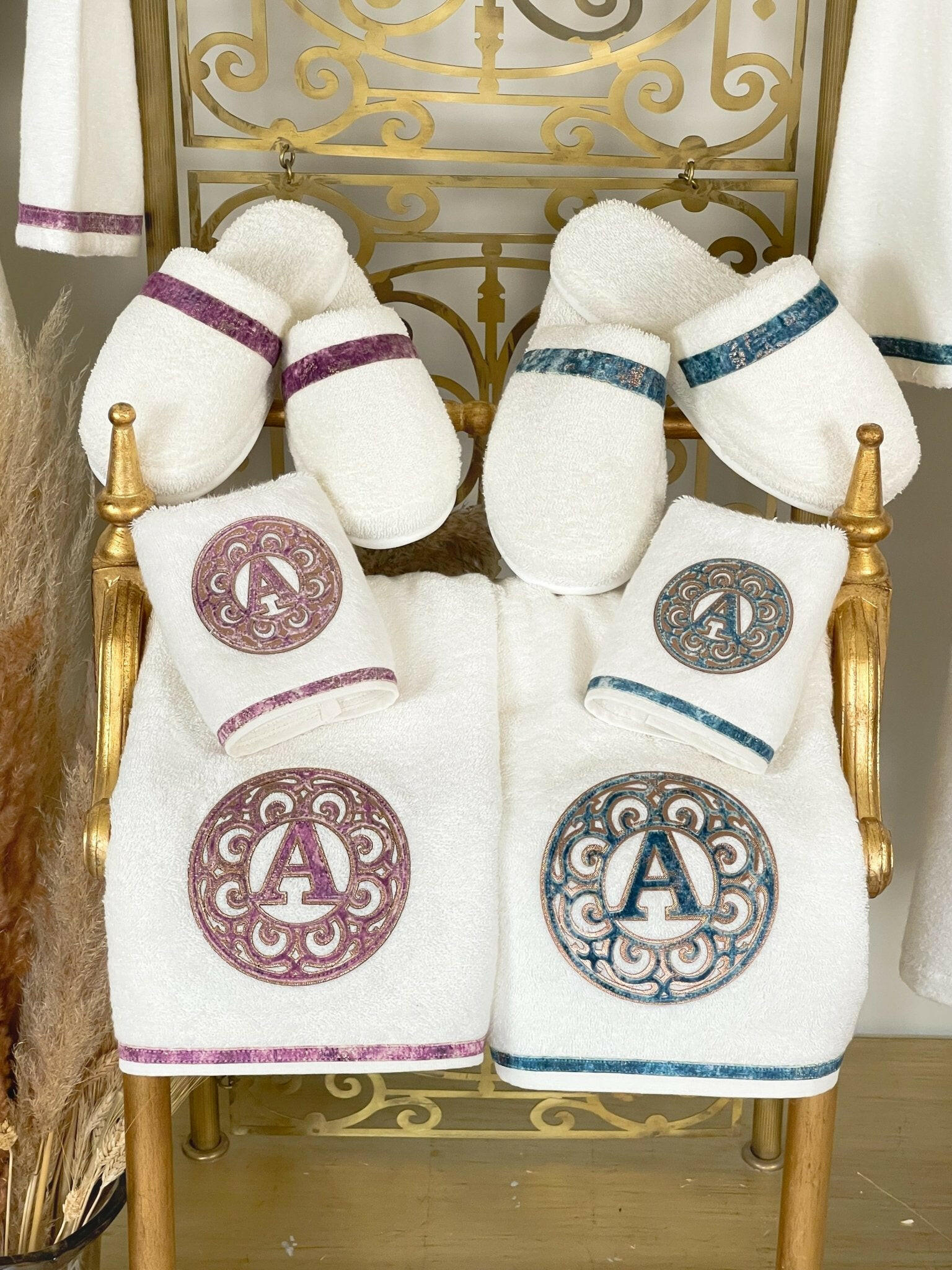 Lyra His & Her Robe Set - Couple's Matching Custom Bathrobe & Slippers