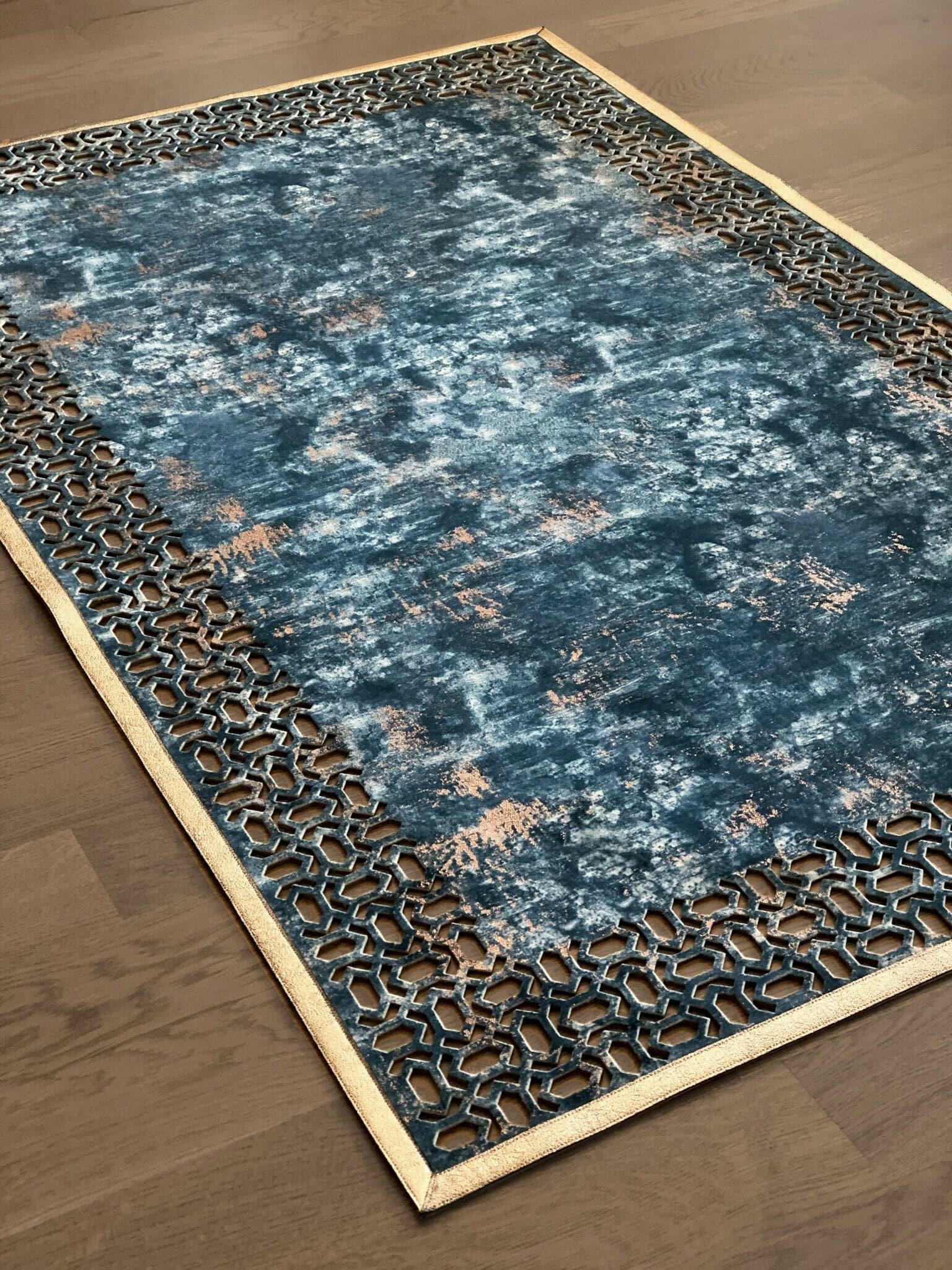 Pertek Rugs Petek Rectangular Rug, Geometric Pattern Leather Mat, Modern Carpet