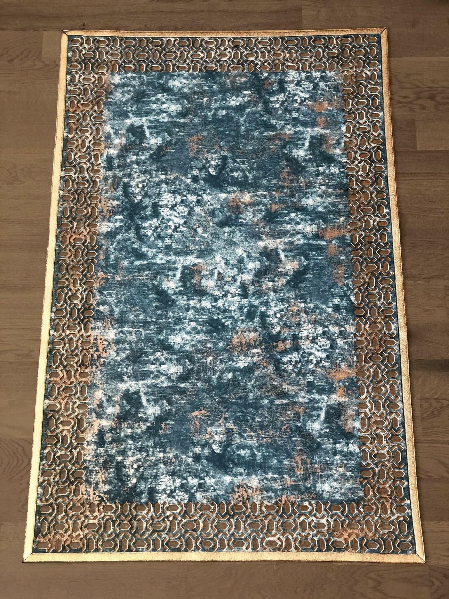 Pertek Rugs Petek Rectangular Rug, Geometric Pattern Leather Mat, Modern Carpet