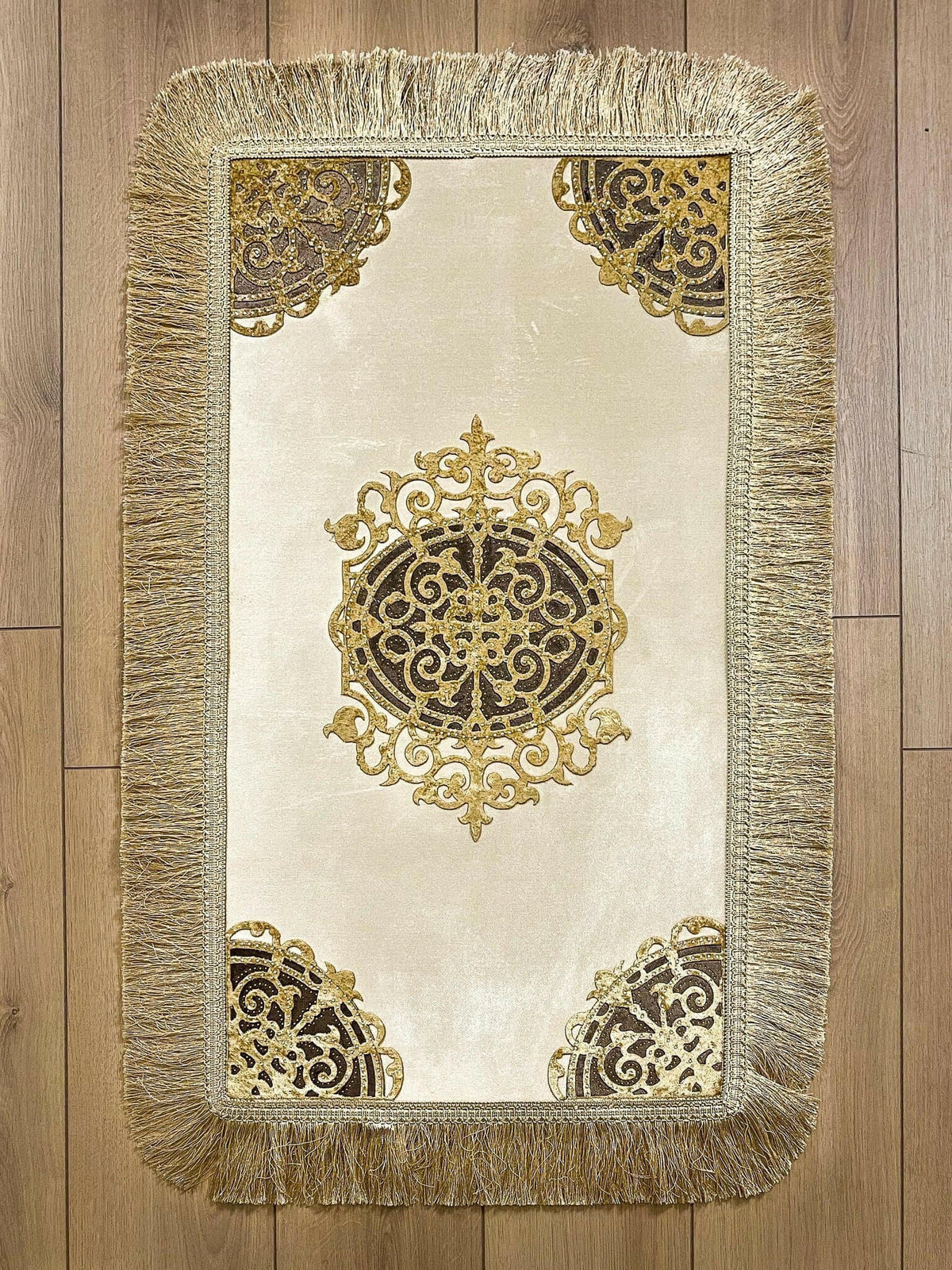 Velvet Rag Rug Ruya Rectangular Velvet Rug - Royal Style Velvet Appliqué and Tassels