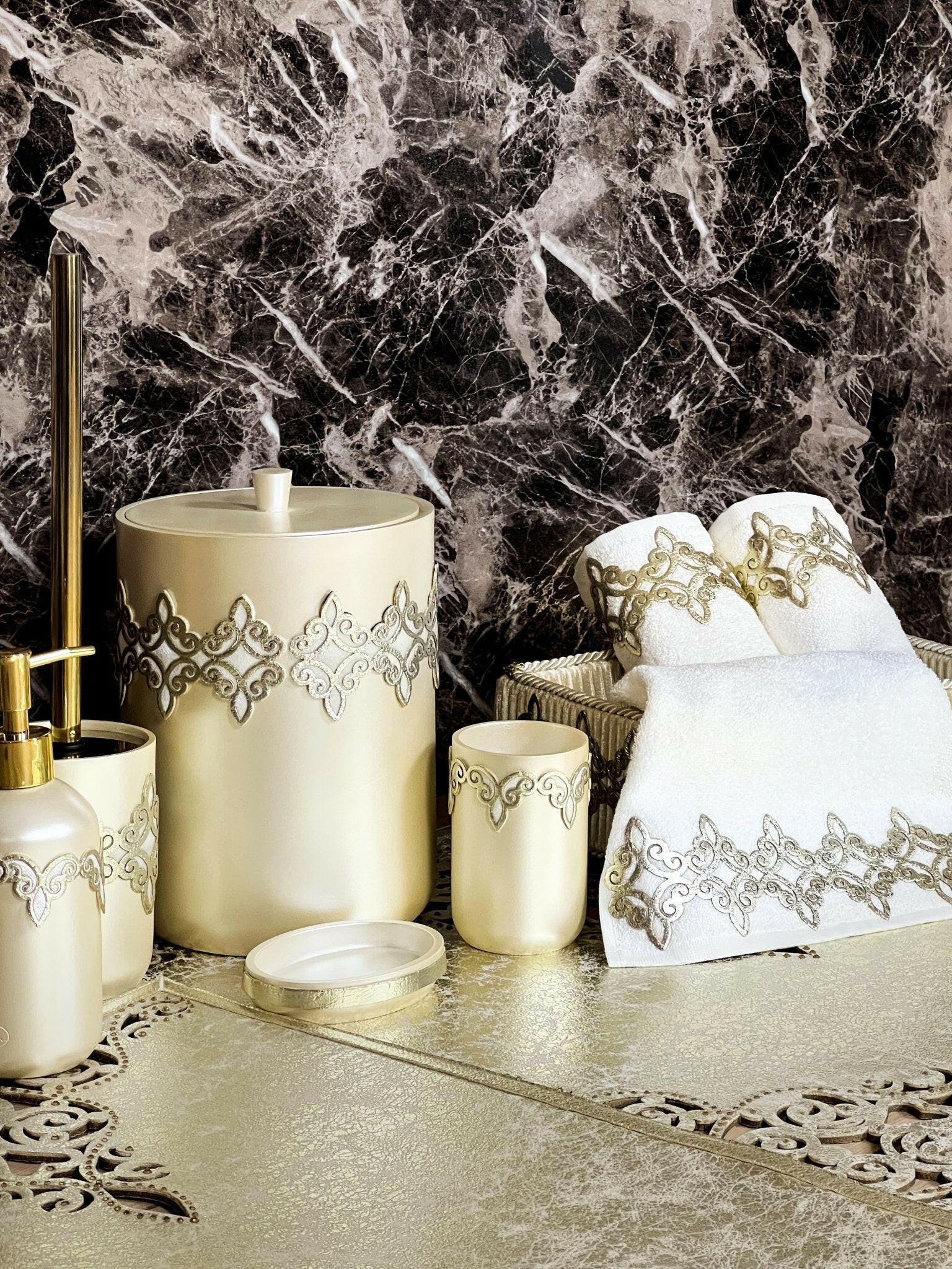 decorative gold bathroom towels