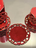 Sevgi Valentine'Day Red Candle Set of 3, Leather Red Heart Decorative Candles by Creative Home,CS-CH-SVGI-Re