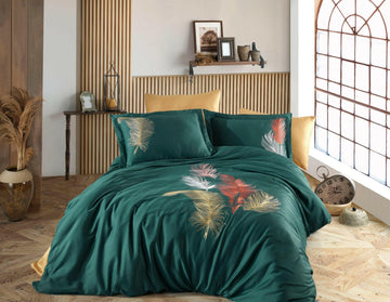 Yaprak Green - Embroidered Luxury Duvet Cover Set - Creative HomeDuvet Covers